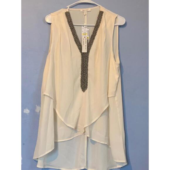 BNWT Spense Ivory Tank Top: Ruffled - Picture 3 of 3